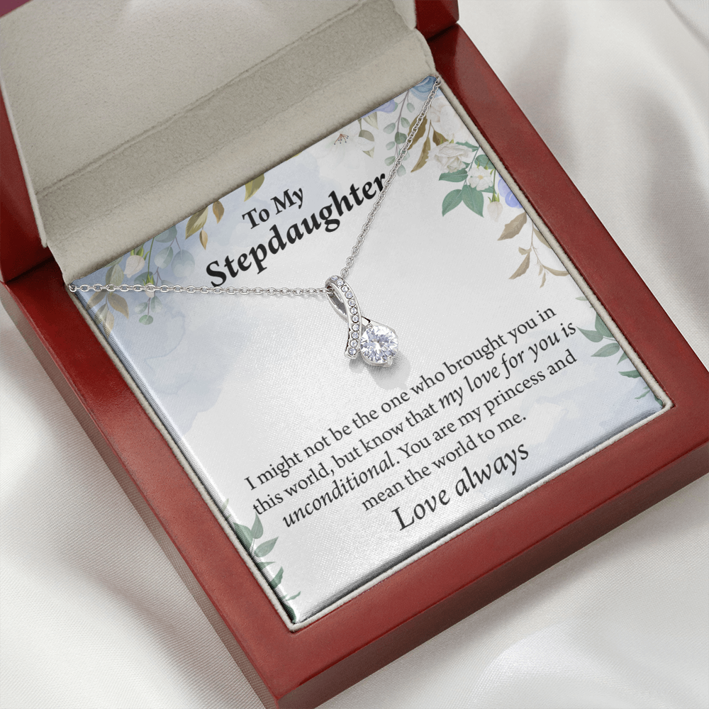 To My Stepdaughter Unconditional Love Alluring Ribbon Necklace Message Card-Express Your Love Gifts
