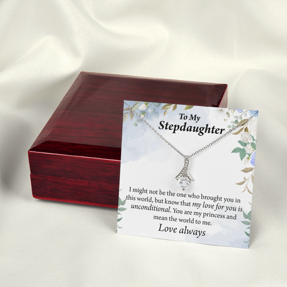 To My Stepdaughter Unconditional Love Alluring Ribbon Necklace Message Card-Express Your Love Gifts