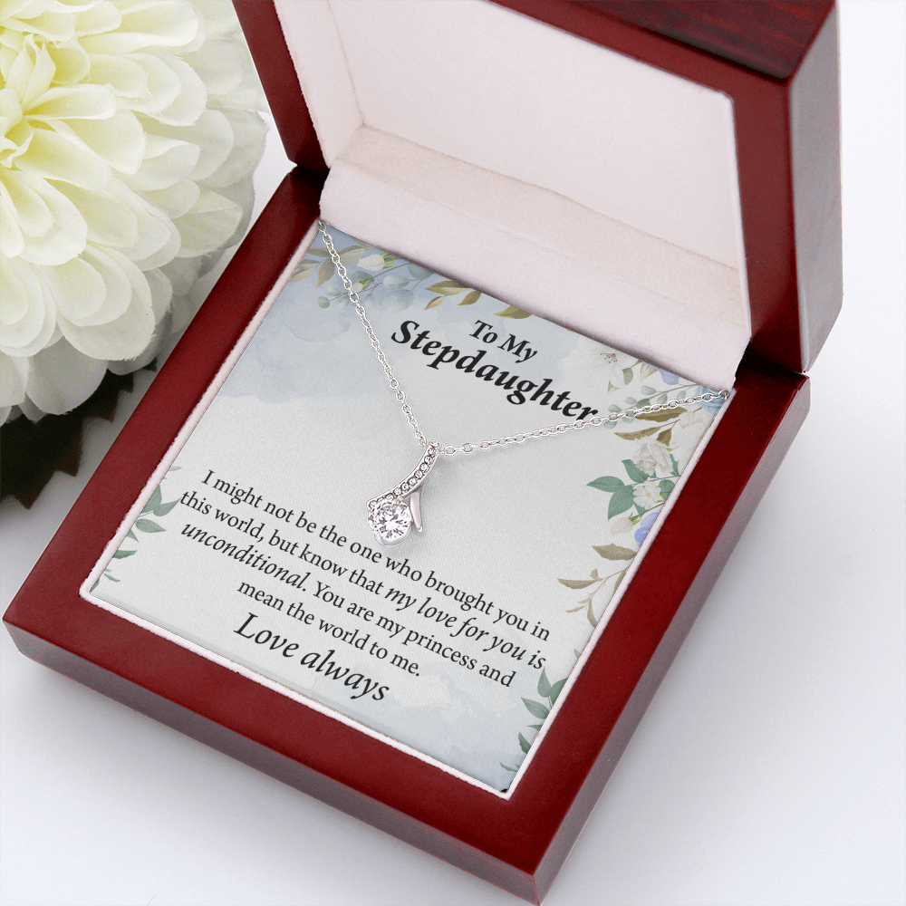 To My Stepdaughter Unconditional Love Alluring Ribbon Necklace Message Card-Express Your Love Gifts