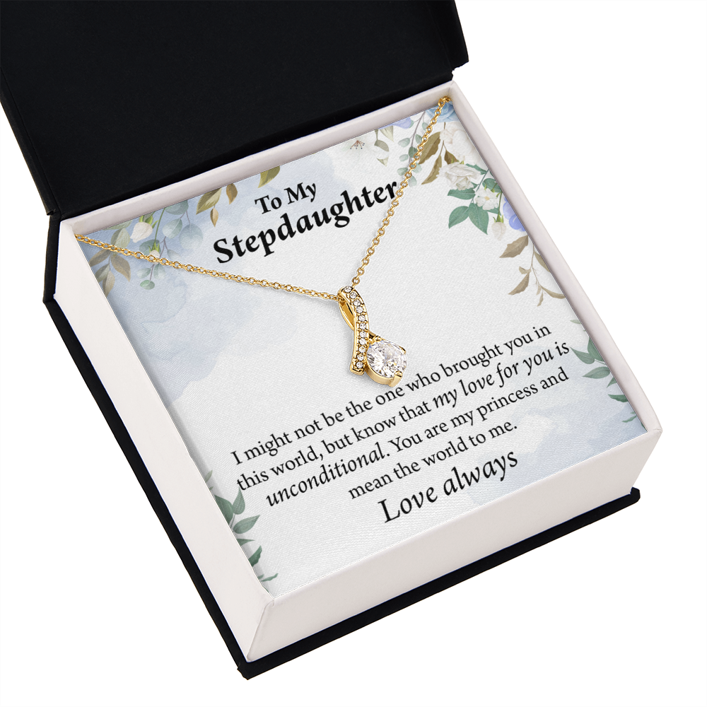 To My Stepdaughter Unconditional Love Alluring Ribbon Necklace Message Card-Express Your Love Gifts