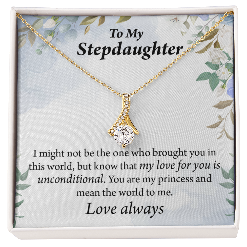 To My Stepdaughter Unconditional Love Alluring Ribbon Necklace Message Card-Express Your Love Gifts