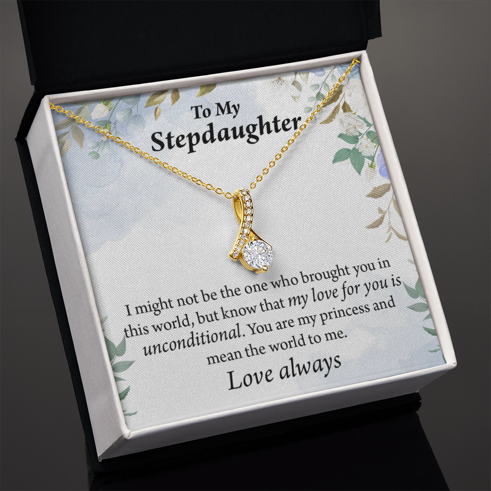 To My Stepdaughter Unconditional Love Alluring Ribbon Necklace Message Card-Express Your Love Gifts