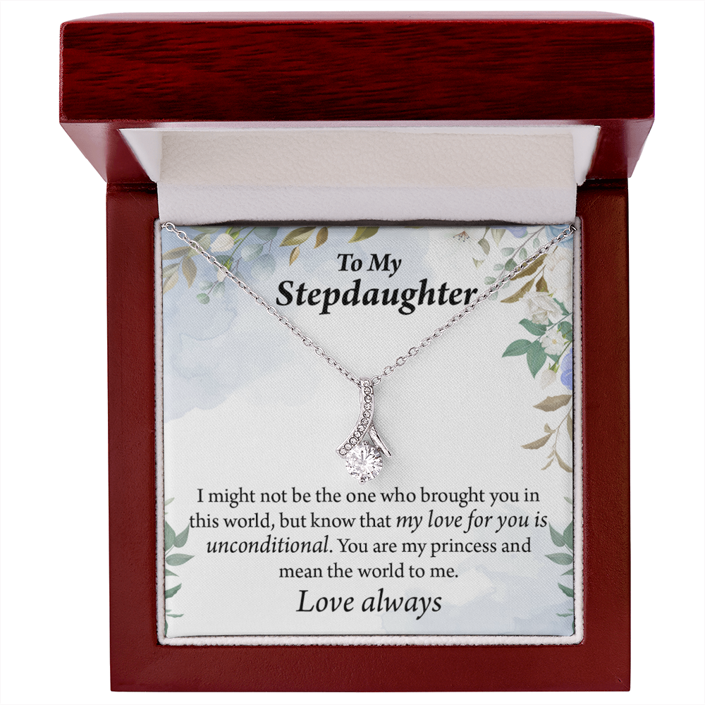 To My Stepdaughter Unconditional Love Alluring Ribbon Necklace Message Card-Express Your Love Gifts