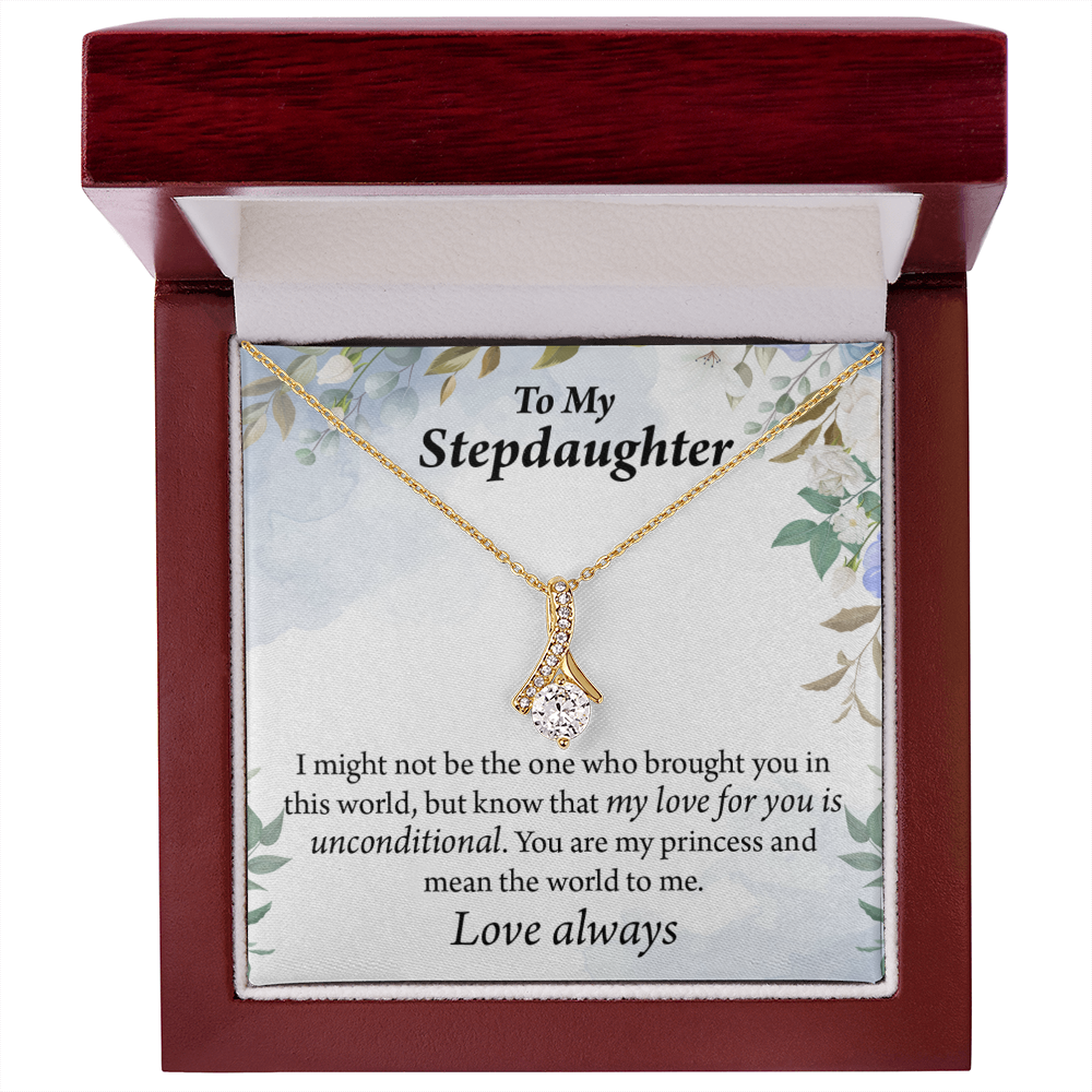 To My Stepdaughter Unconditional Love Alluring Ribbon Necklace Message Card-Express Your Love Gifts