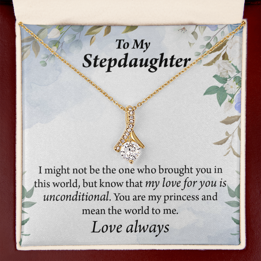 To My Stepdaughter Unconditional Love Alluring Ribbon Necklace Message Card-Express Your Love Gifts