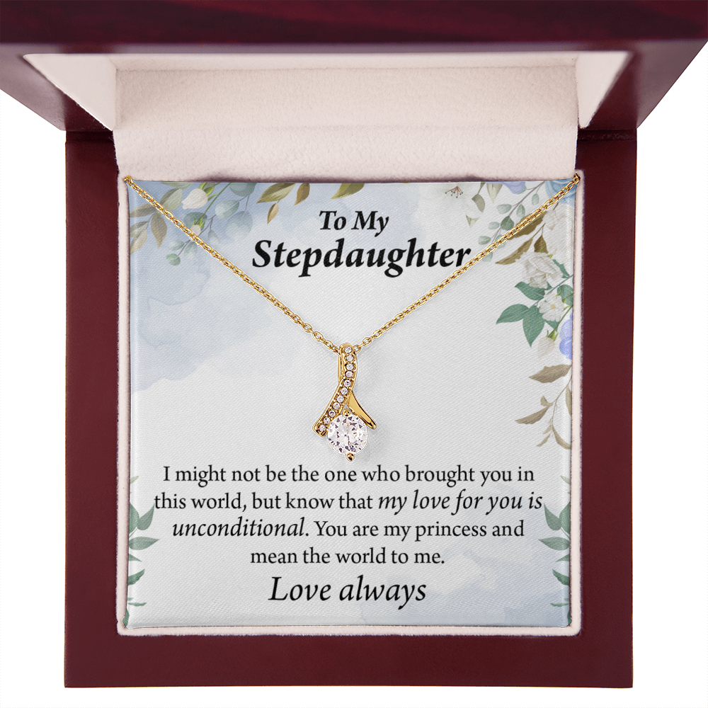 To My Stepdaughter Unconditional Love Alluring Ribbon Necklace Message Card-Express Your Love Gifts