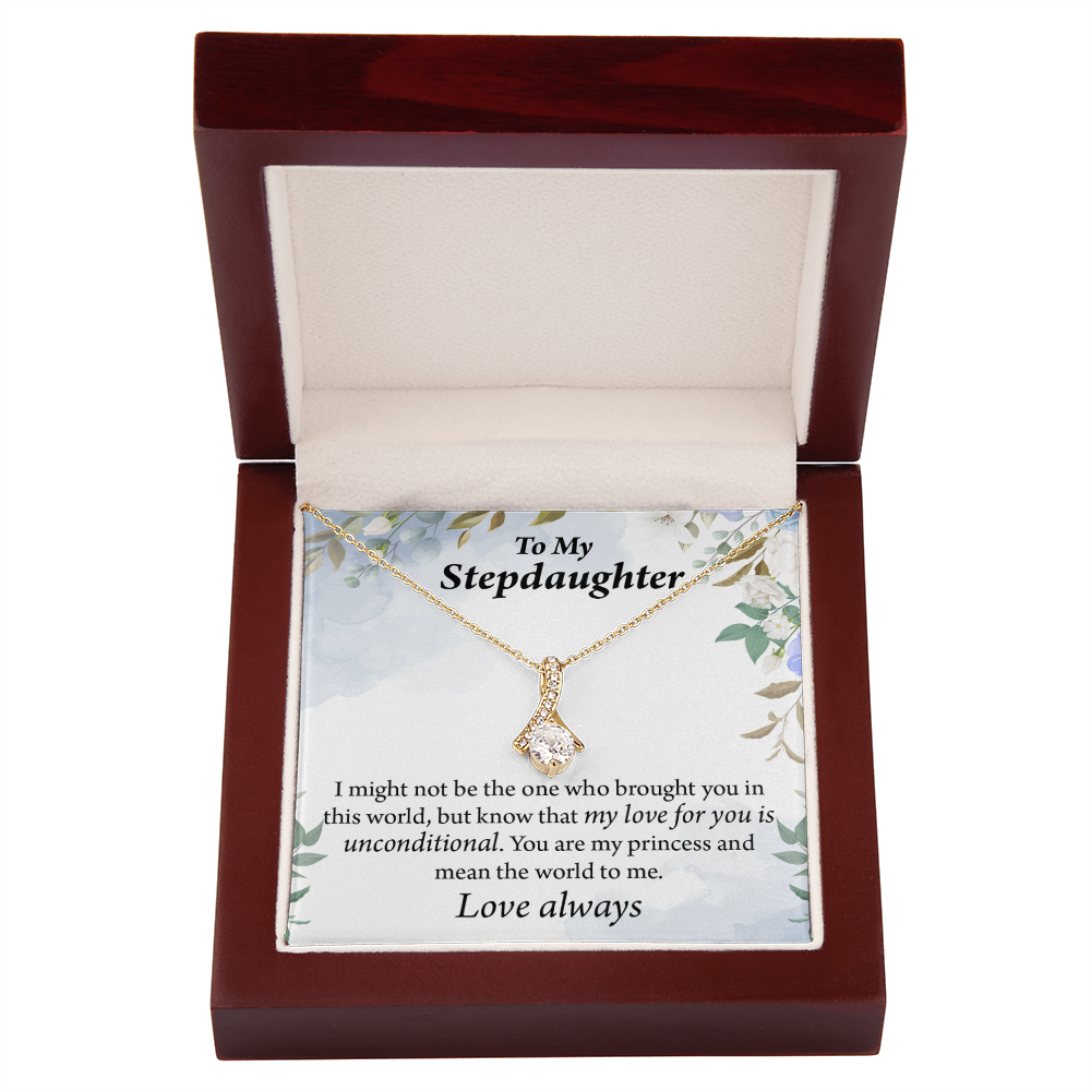 To My Stepdaughter Unconditional Love Alluring Ribbon Necklace Message Card-Express Your Love Gifts