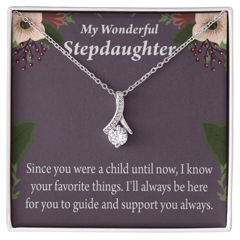 To My Stepdaughter Wonderful Stepdaughter Heart Keeper Alluring Ribbon Necklace Message Card-Express Your Love Gifts