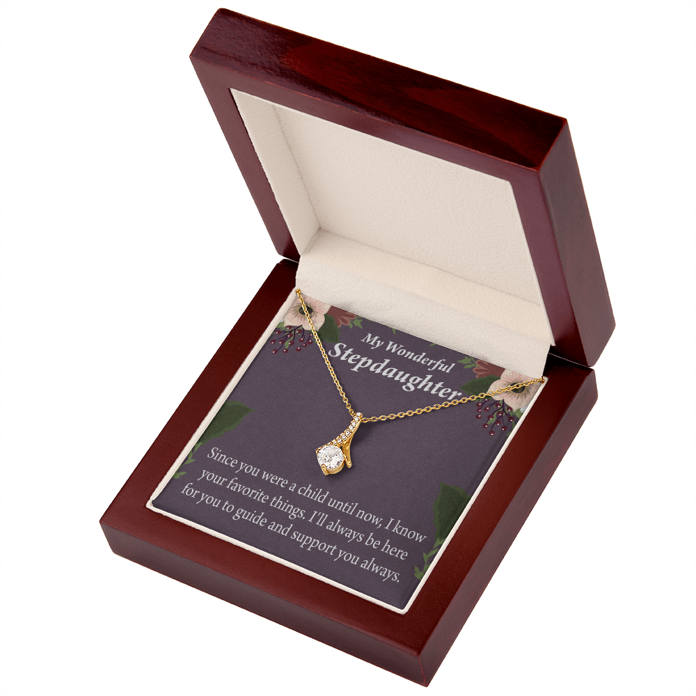 To My Stepdaughter Wonderful Stepdaughter Heart Keeper Alluring Ribbon Necklace Message Card-Express Your Love Gifts
