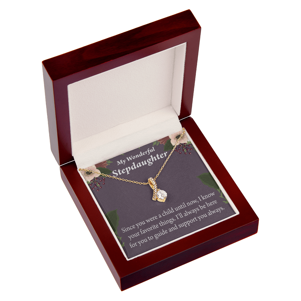 To My Stepdaughter Wonderful Stepdaughter Heart Keeper Alluring Ribbon Necklace Message Card-Express Your Love Gifts