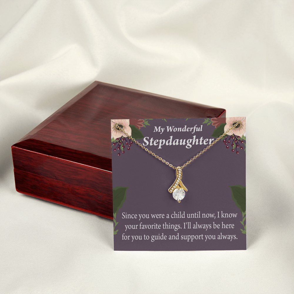 To My Stepdaughter Wonderful Stepdaughter Heart Keeper Alluring Ribbon Necklace Message Card-Express Your Love Gifts