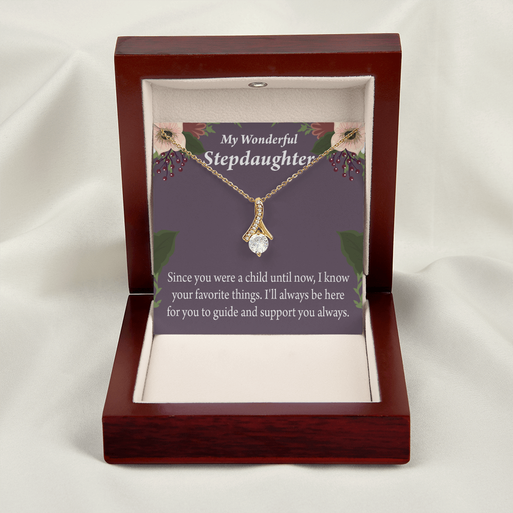 To My Stepdaughter Wonderful Stepdaughter Heart Keeper Alluring Ribbon Necklace Message Card-Express Your Love Gifts