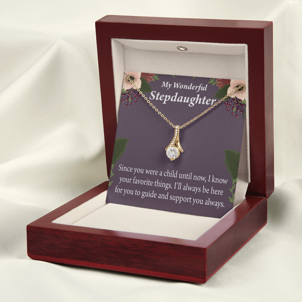 To My Stepdaughter Wonderful Stepdaughter Heart Keeper Alluring Ribbon Necklace Message Card-Express Your Love Gifts