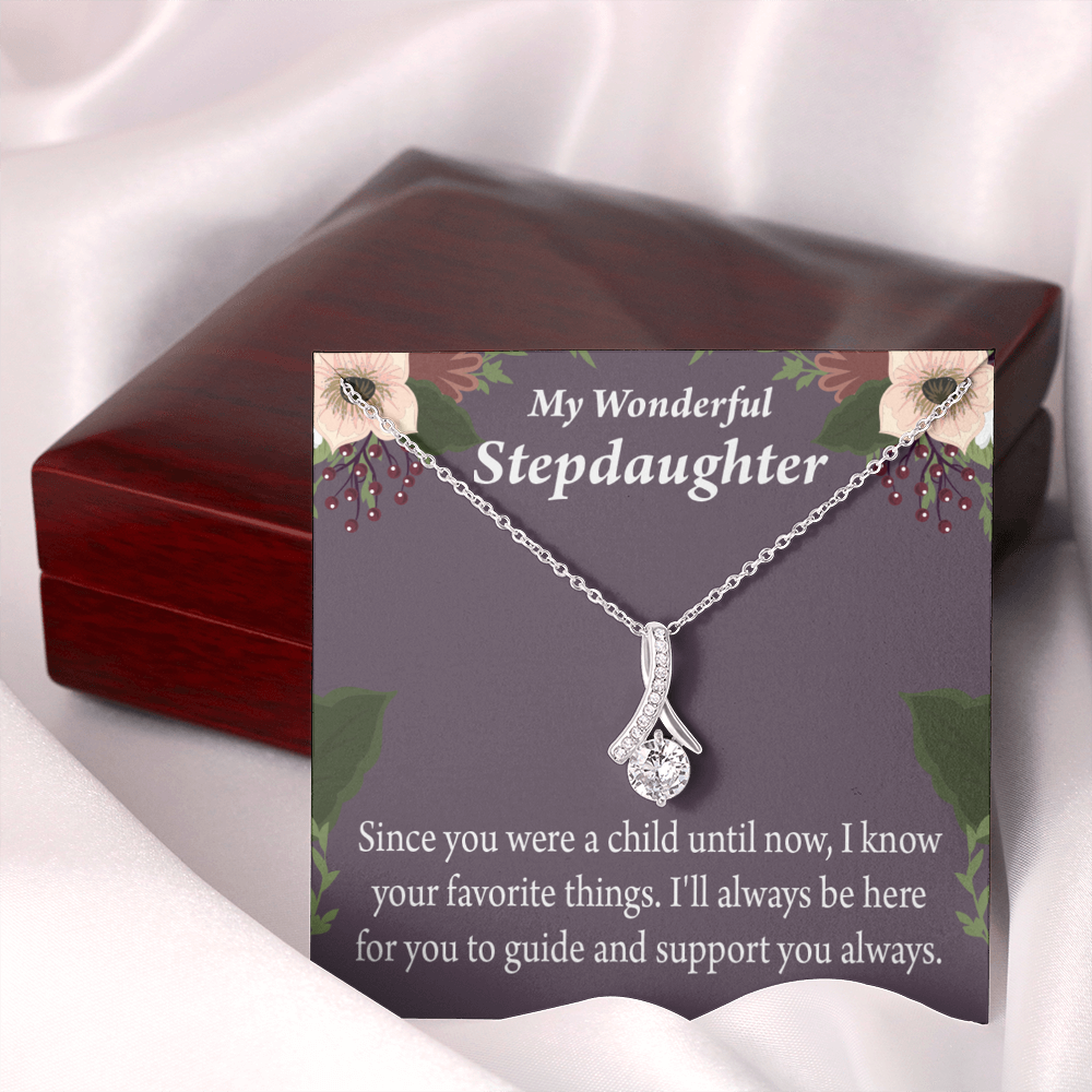 To My Stepdaughter Wonderful Stepdaughter Heart Keeper Alluring Ribbon Necklace Message Card-Express Your Love Gifts