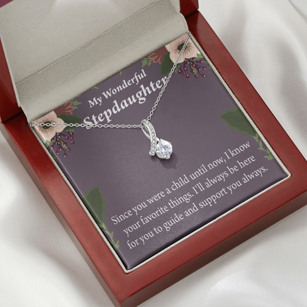 To My Stepdaughter Wonderful Stepdaughter Heart Keeper Alluring Ribbon Necklace Message Card-Express Your Love Gifts