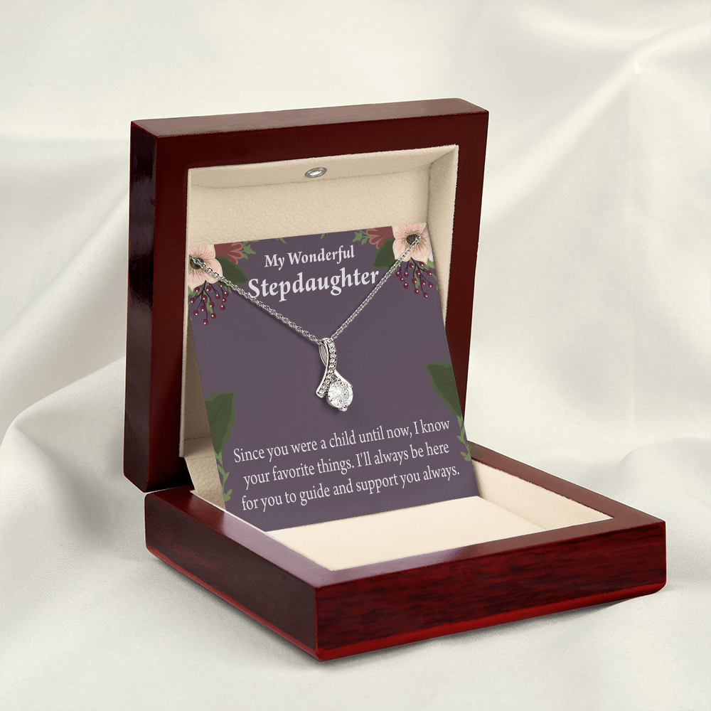 To My Stepdaughter Wonderful Stepdaughter Heart Keeper Alluring Ribbon Necklace Message Card-Express Your Love Gifts