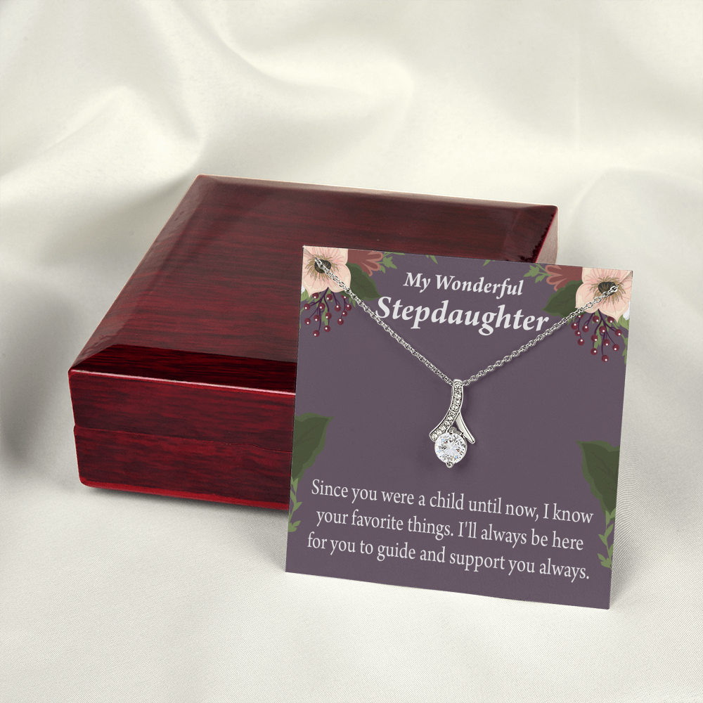 To My Stepdaughter Wonderful Stepdaughter Heart Keeper Alluring Ribbon Necklace Message Card-Express Your Love Gifts