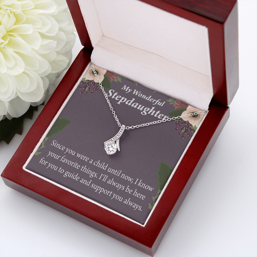 To My Stepdaughter Wonderful Stepdaughter Heart Keeper Alluring Ribbon Necklace Message Card-Express Your Love Gifts