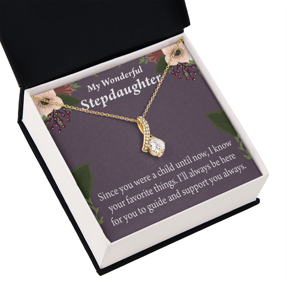 To My Stepdaughter Wonderful Stepdaughter Heart Keeper Alluring Ribbon Necklace Message Card-Express Your Love Gifts