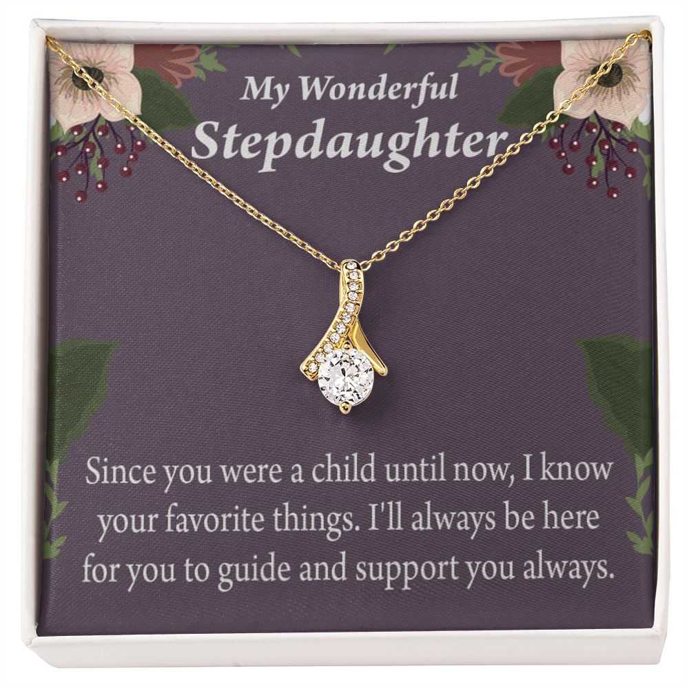 To My Stepdaughter Wonderful Stepdaughter Heart Keeper Alluring Ribbon Necklace Message Card-Express Your Love Gifts