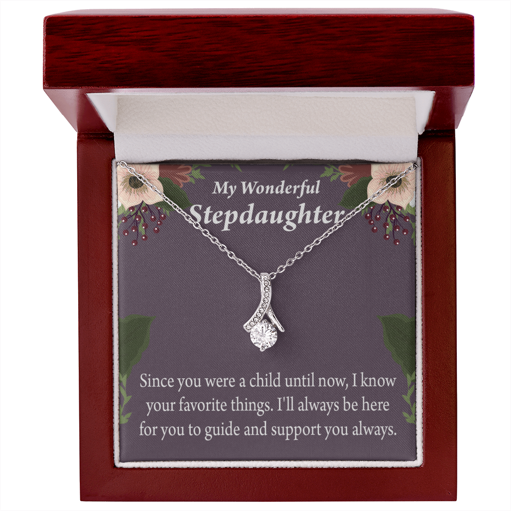 To My Stepdaughter Wonderful Stepdaughter Heart Keeper Alluring Ribbon Necklace Message Card-Express Your Love Gifts