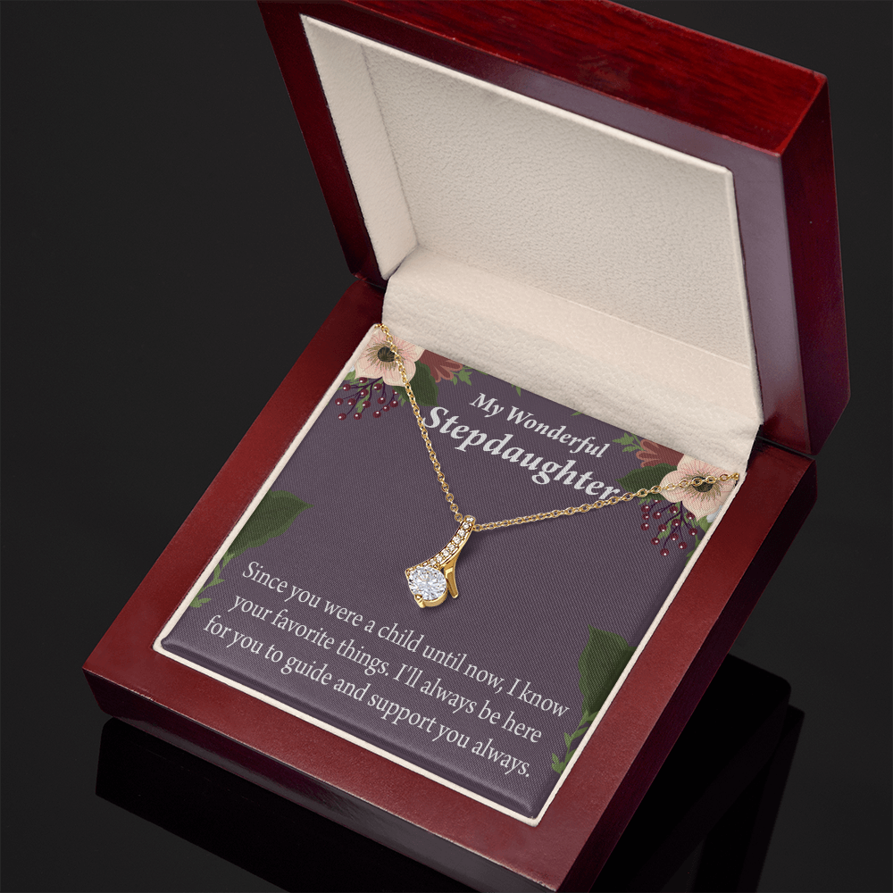 To My Stepdaughter Wonderful Stepdaughter Heart Keeper Alluring Ribbon Necklace Message Card-Express Your Love Gifts
