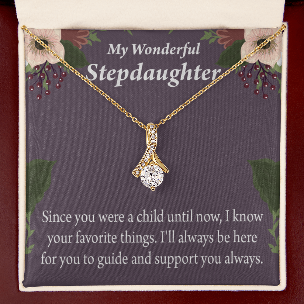 To My Stepdaughter Wonderful Stepdaughter Heart Keeper Alluring Ribbon Necklace Message Card-Express Your Love Gifts