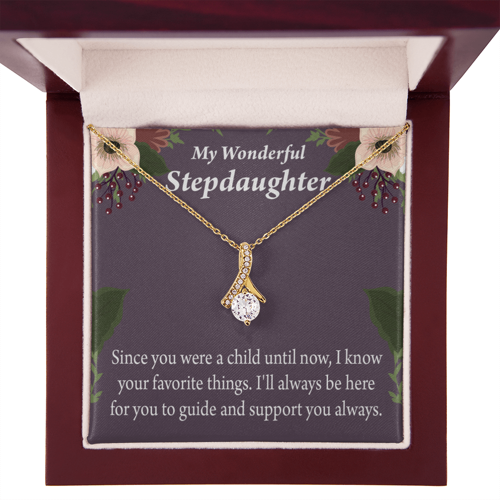 To My Stepdaughter Wonderful Stepdaughter Heart Keeper Alluring Ribbon Necklace Message Card-Express Your Love Gifts
