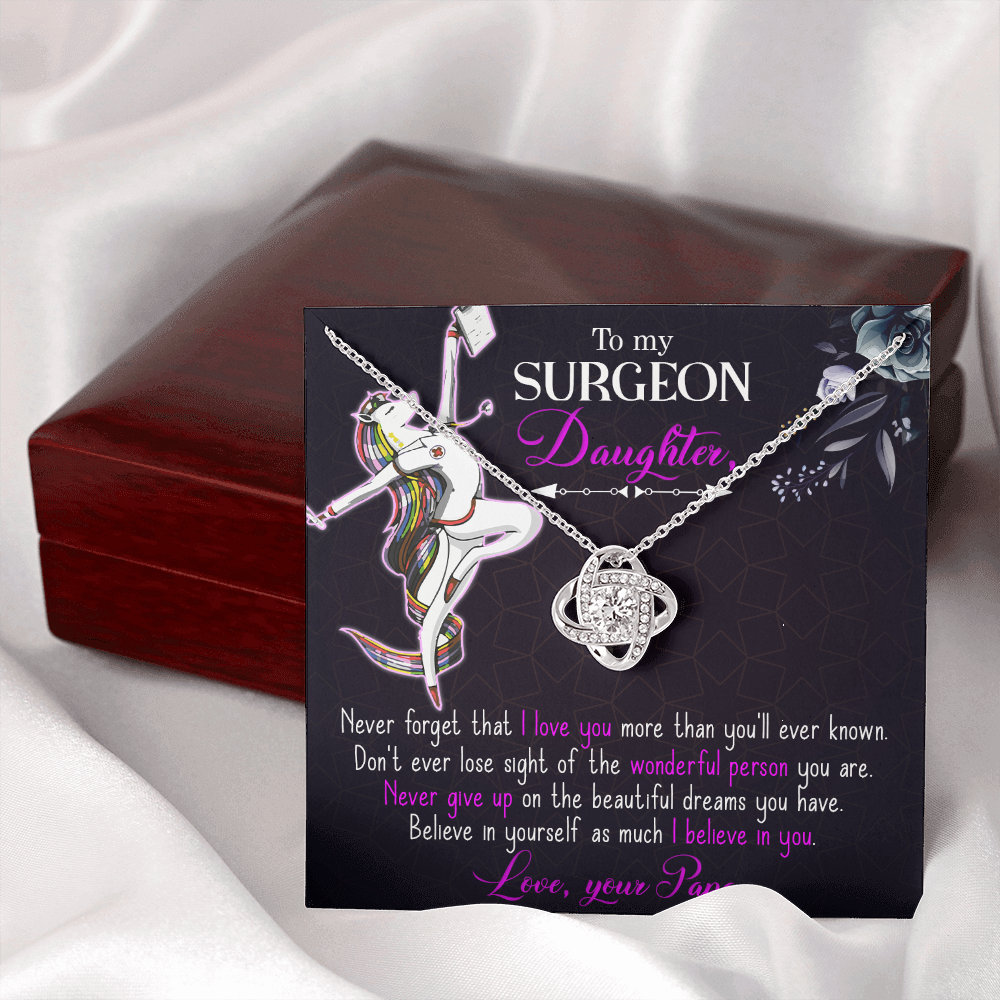 To My Surgeon Daughter Healthcare Medical Worker Nurse Appreciation Gift Infinity Knot Necklace Message Card-Express Your Love Gifts