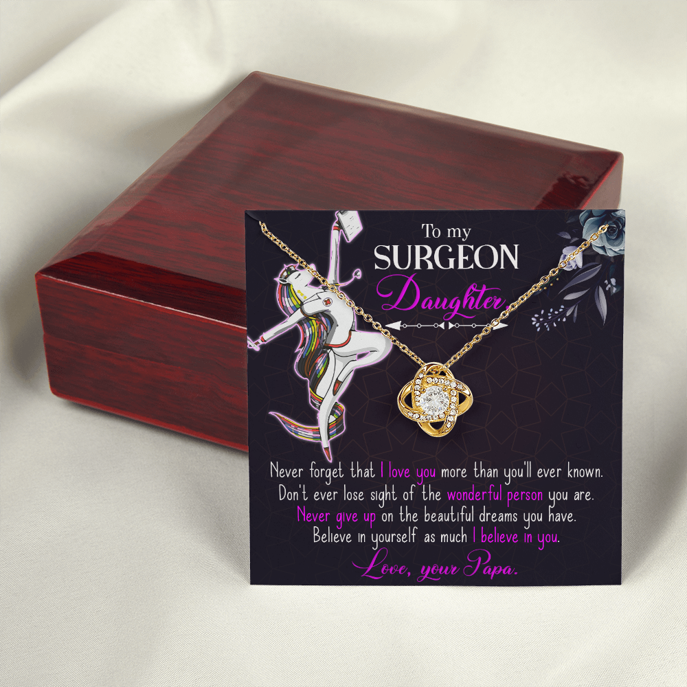 To My Surgeon Daughter Healthcare Medical Worker Nurse Appreciation Gift Infinity Knot Necklace Message Card-Express Your Love Gifts