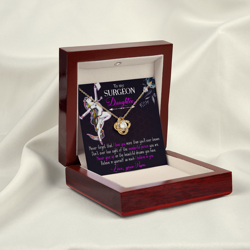 To My Surgeon Daughter Healthcare Medical Worker Nurse Appreciation Gift Infinity Knot Necklace Message Card-Express Your Love Gifts