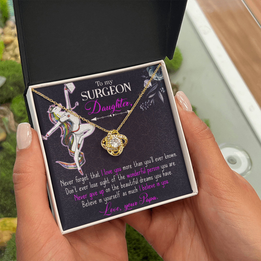 To My Surgeon Daughter Healthcare Medical Worker Nurse Appreciation Gift Infinity Knot Necklace Message Card-Express Your Love Gifts