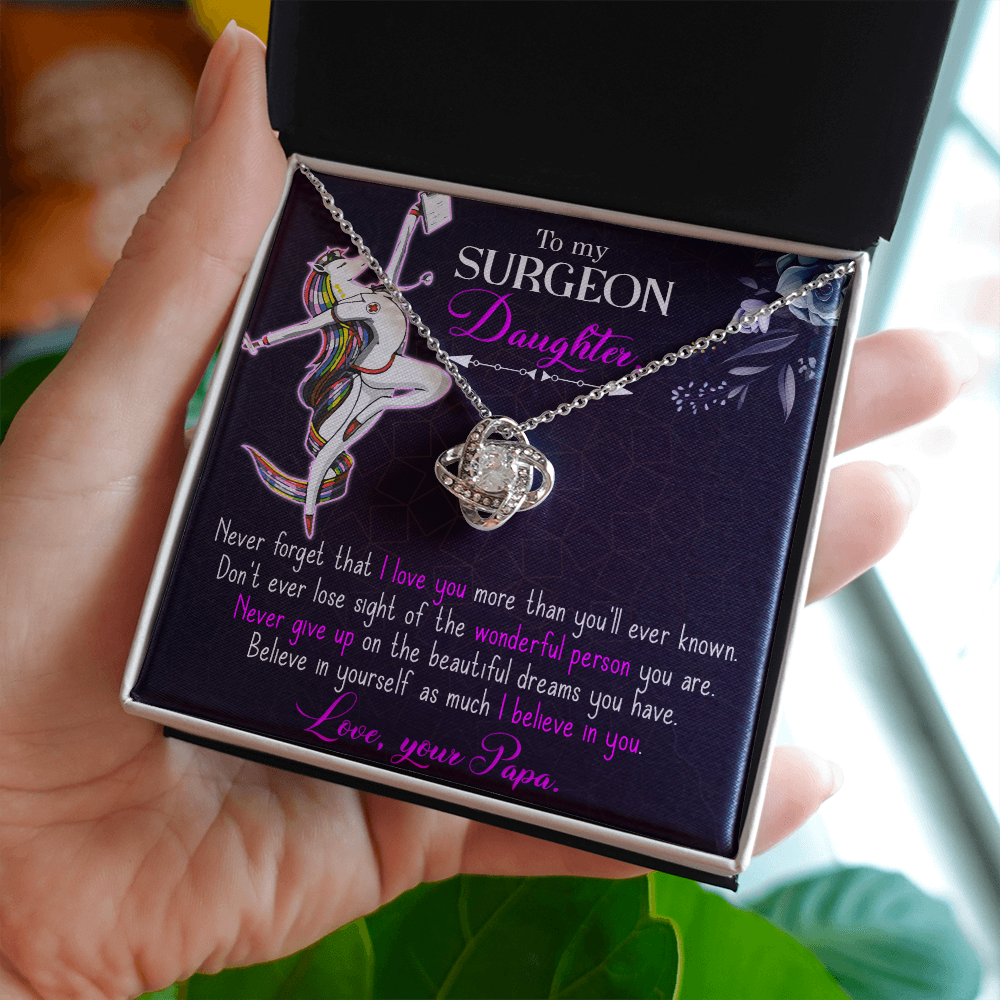To My Surgeon Daughter Healthcare Medical Worker Nurse Appreciation Gift Infinity Knot Necklace Message Card-Express Your Love Gifts