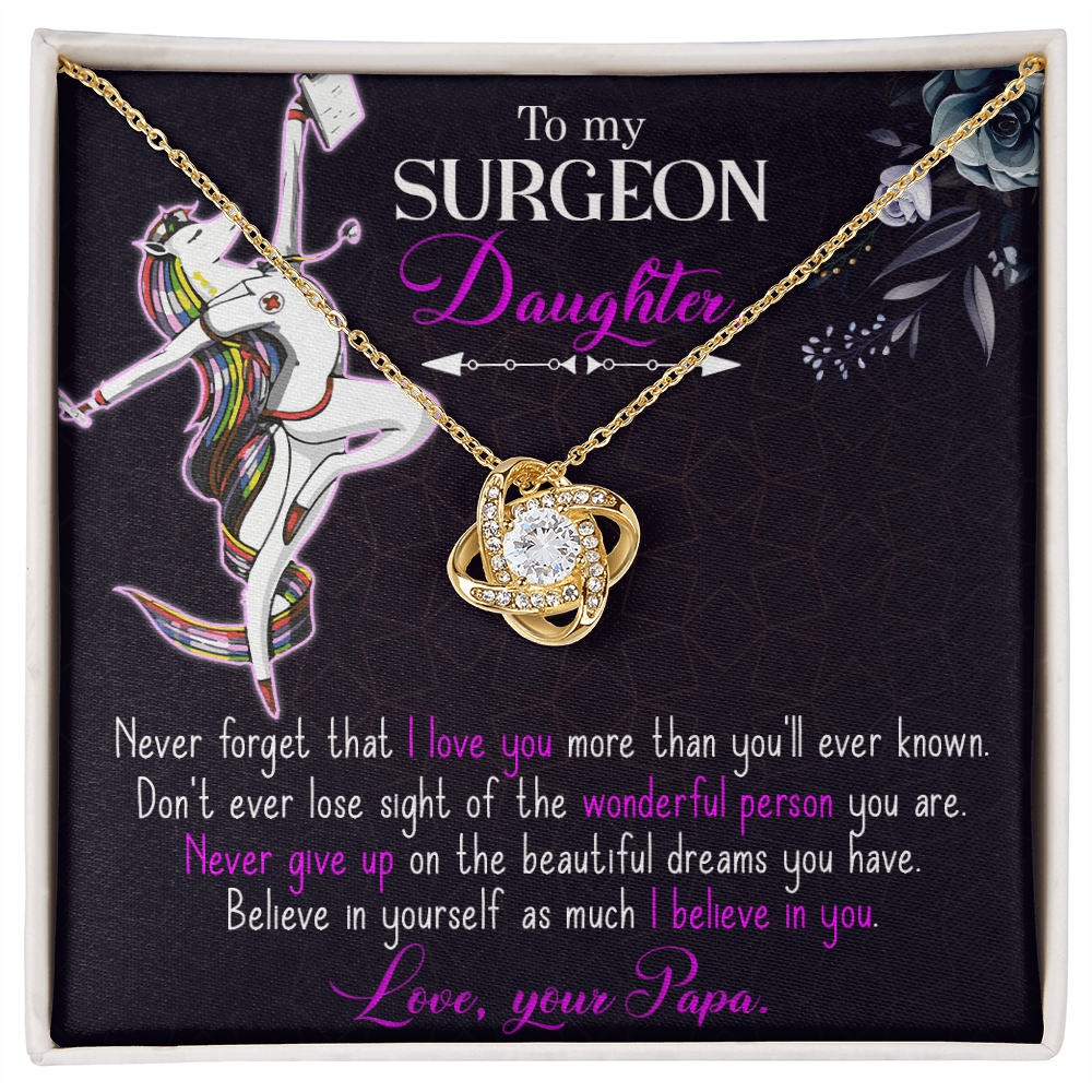To My Surgeon Daughter Healthcare Medical Worker Nurse Appreciation Gift Infinity Knot Necklace Message Card-Express Your Love Gifts