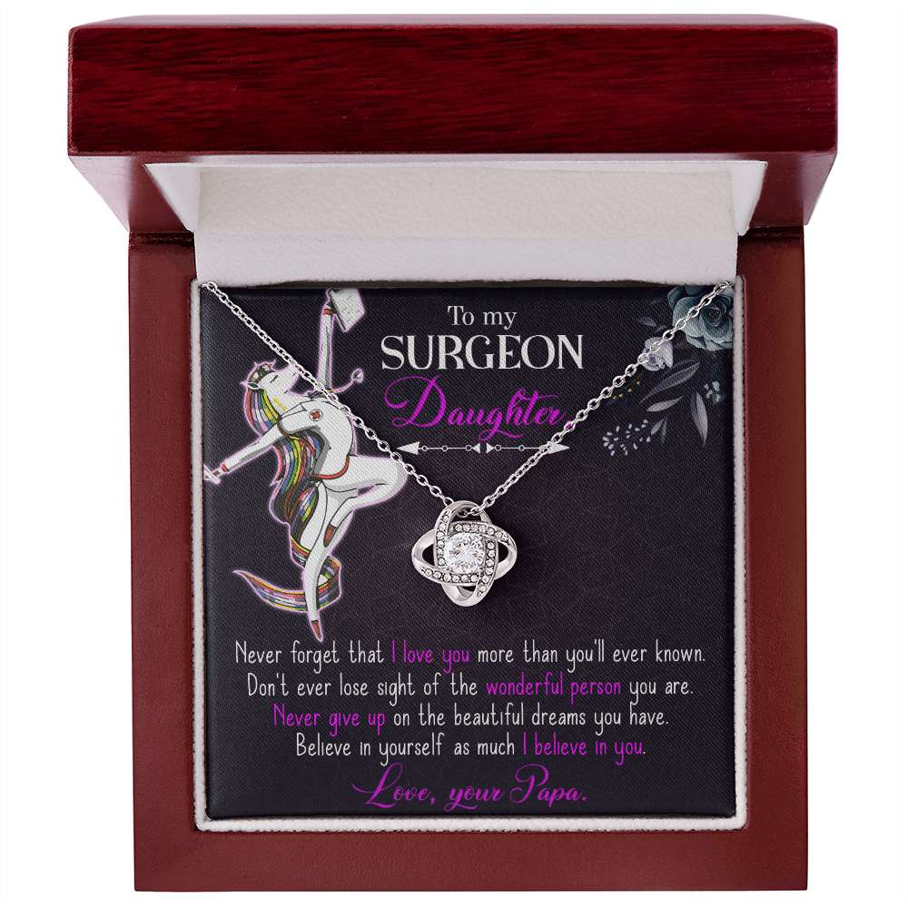 To My Surgeon Daughter Healthcare Medical Worker Nurse Appreciation Gift Infinity Knot Necklace Message Card-Express Your Love Gifts