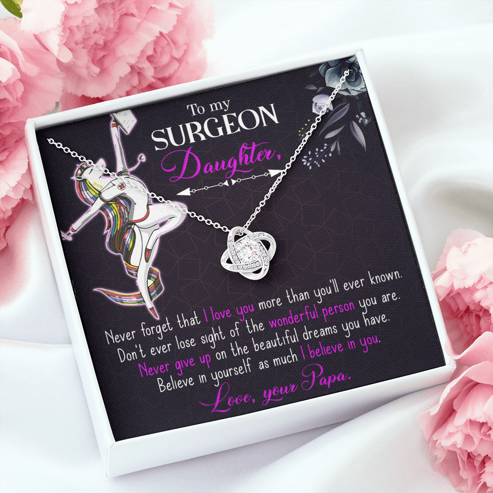 To My Surgeon Daughter Healthcare Medical Worker Nurse Appreciation Gift Infinity Knot Necklace Message Card-Express Your Love Gifts