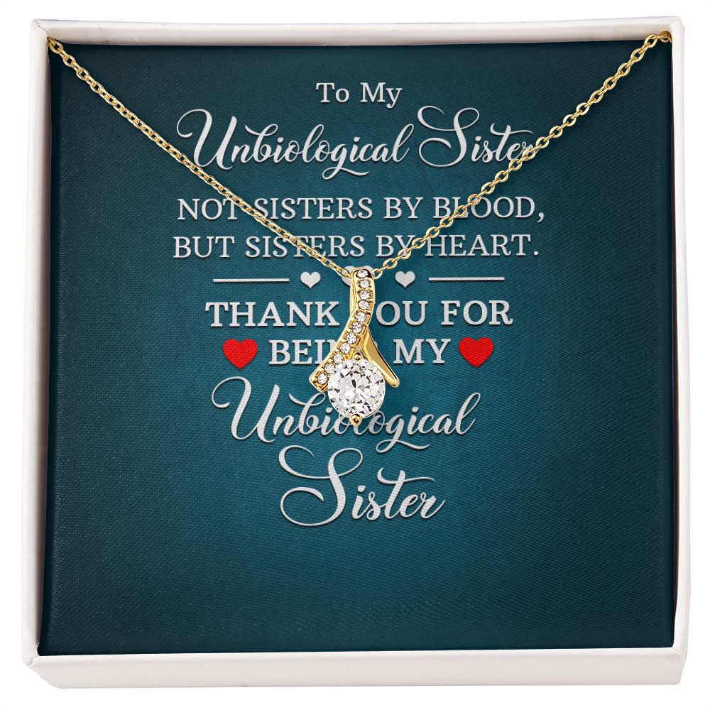 To My Unbiological Sister Not Sister by Blood Alluring Ribbon Necklace Message Card-Express Your Love Gifts