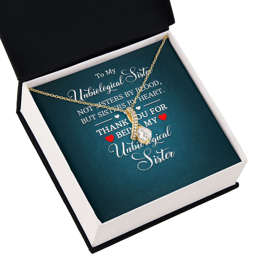 To My Unbiological Sister Not Sister by Blood Alluring Ribbon Necklace Message Card-Express Your Love Gifts