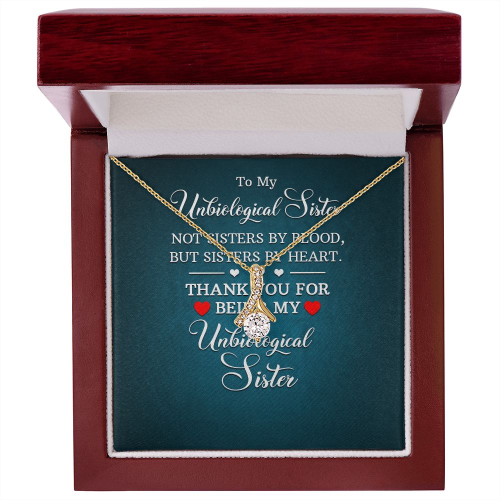 To My Unbiological Sister Not Sister by Blood Alluring Ribbon Necklace Message Card-Express Your Love Gifts