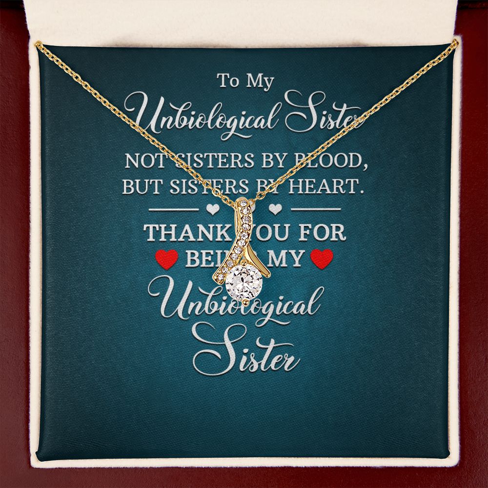To My Unbiological Sister Not Sister by Blood Alluring Ribbon Necklace Message Card-Express Your Love Gifts