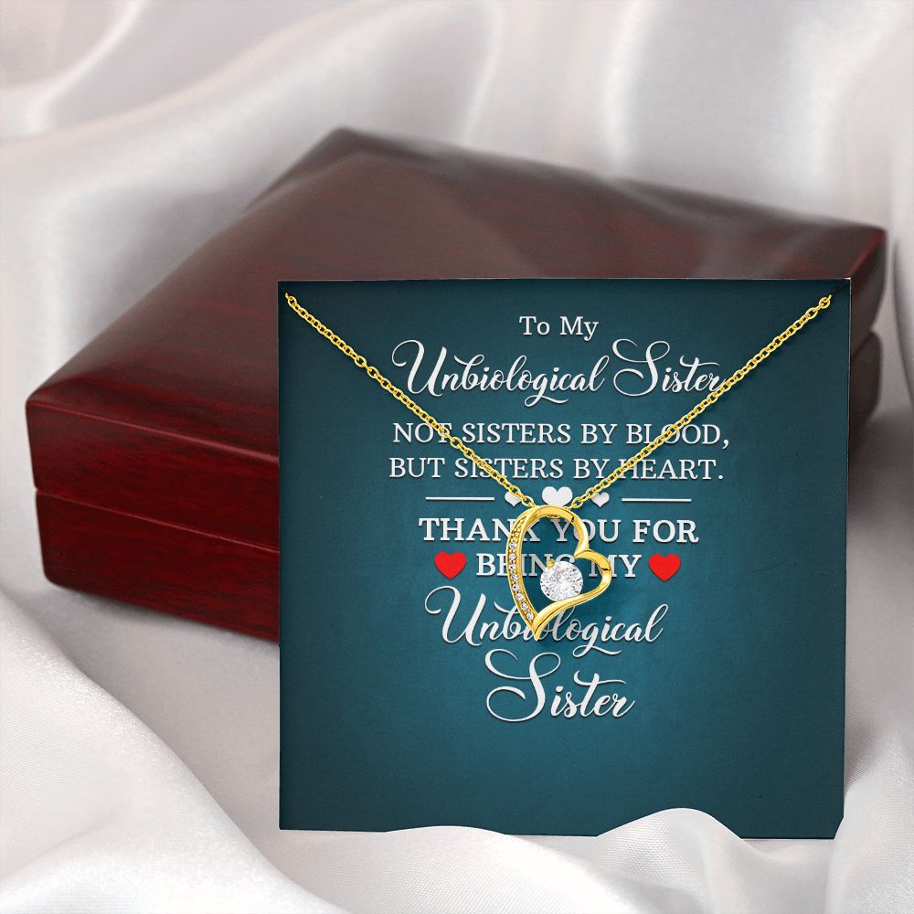 To My Unbiological Sister Not Sister by Blood Forever Necklace w Message Card-Express Your Love Gifts