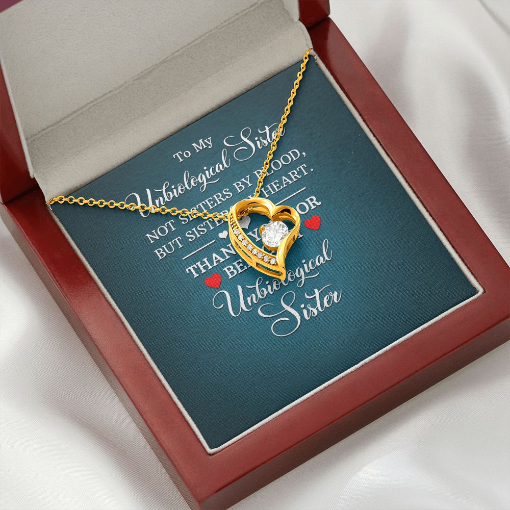 To My Unbiological Sister Not Sister by Blood Forever Necklace w Message Card-Express Your Love Gifts