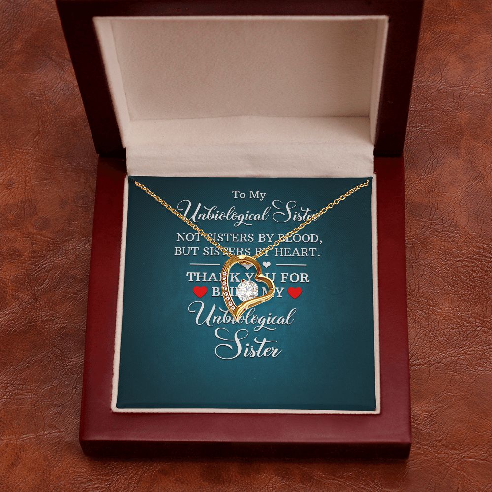 To My Unbiological Sister Not Sister by Blood Forever Necklace w Message Card-Express Your Love Gifts