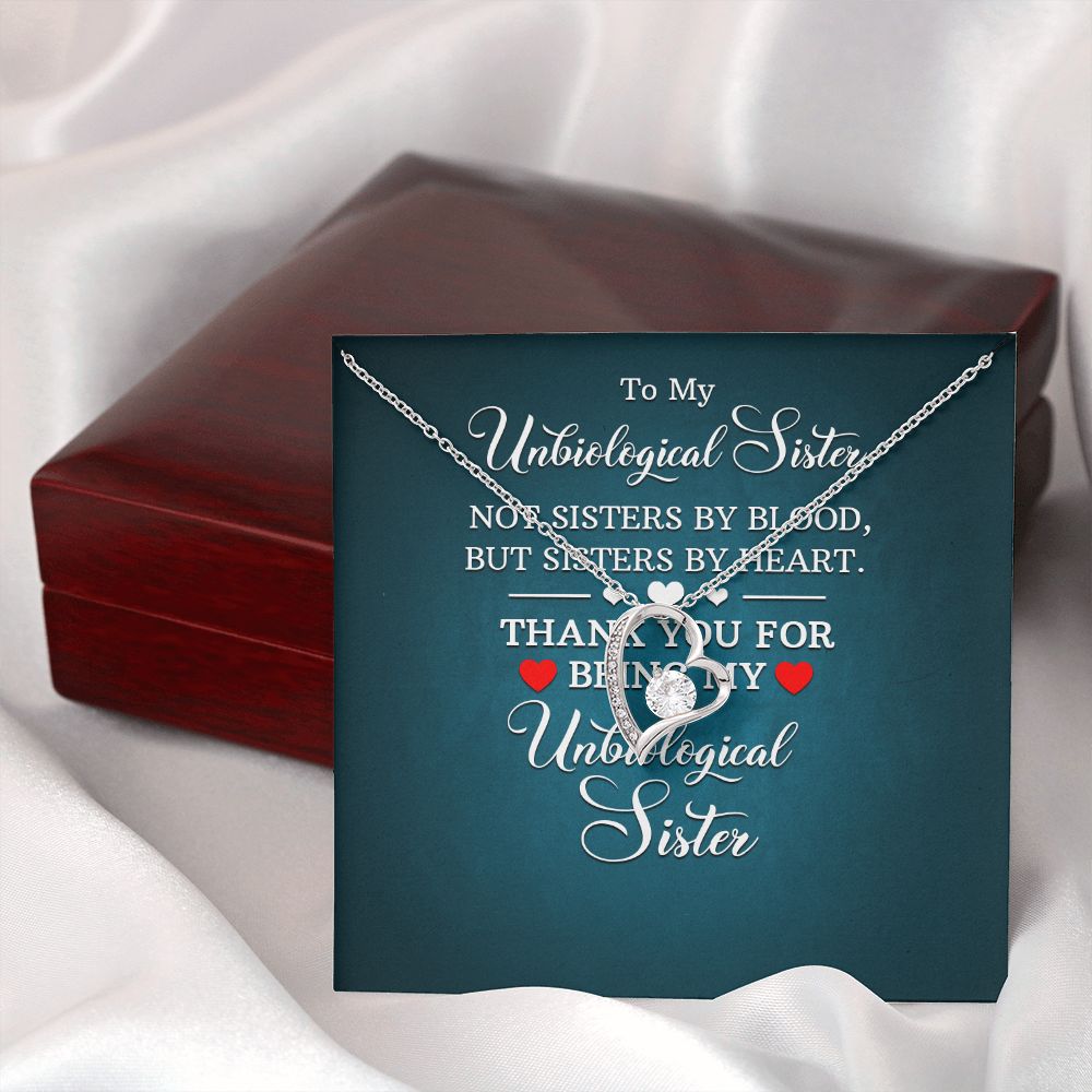 To My Unbiological Sister Not Sister by Blood Forever Necklace w Message Card-Express Your Love Gifts