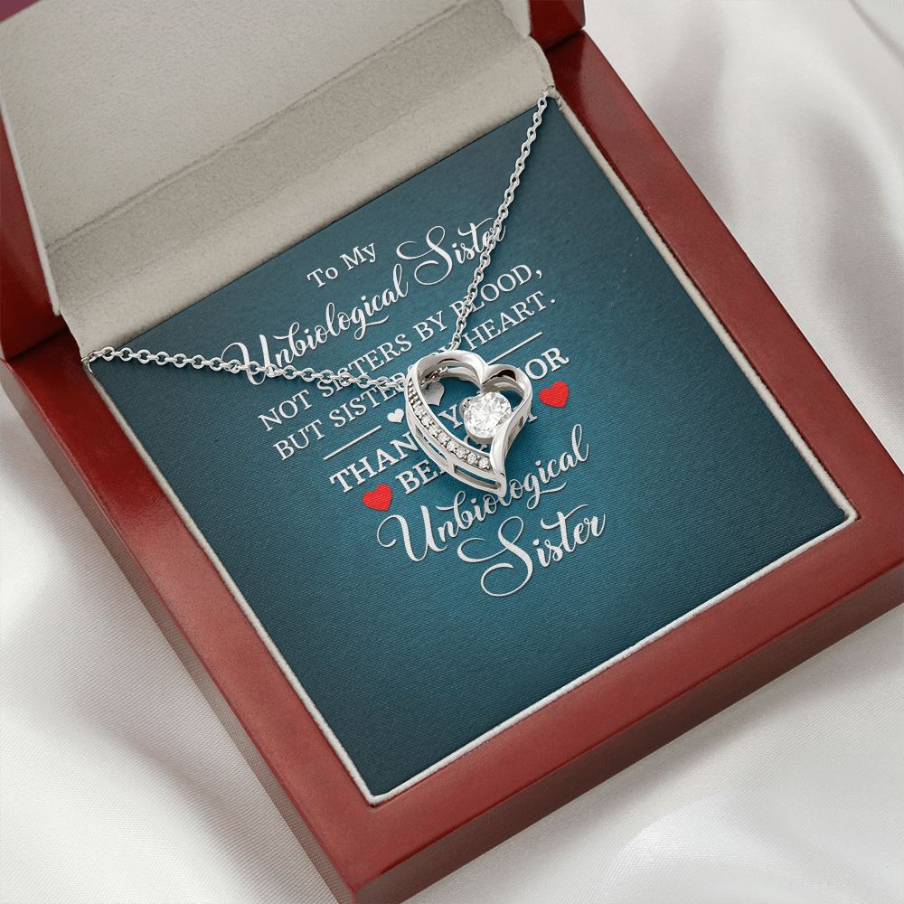 To My Unbiological Sister Not Sister by Blood Forever Necklace w Message Card-Express Your Love Gifts
