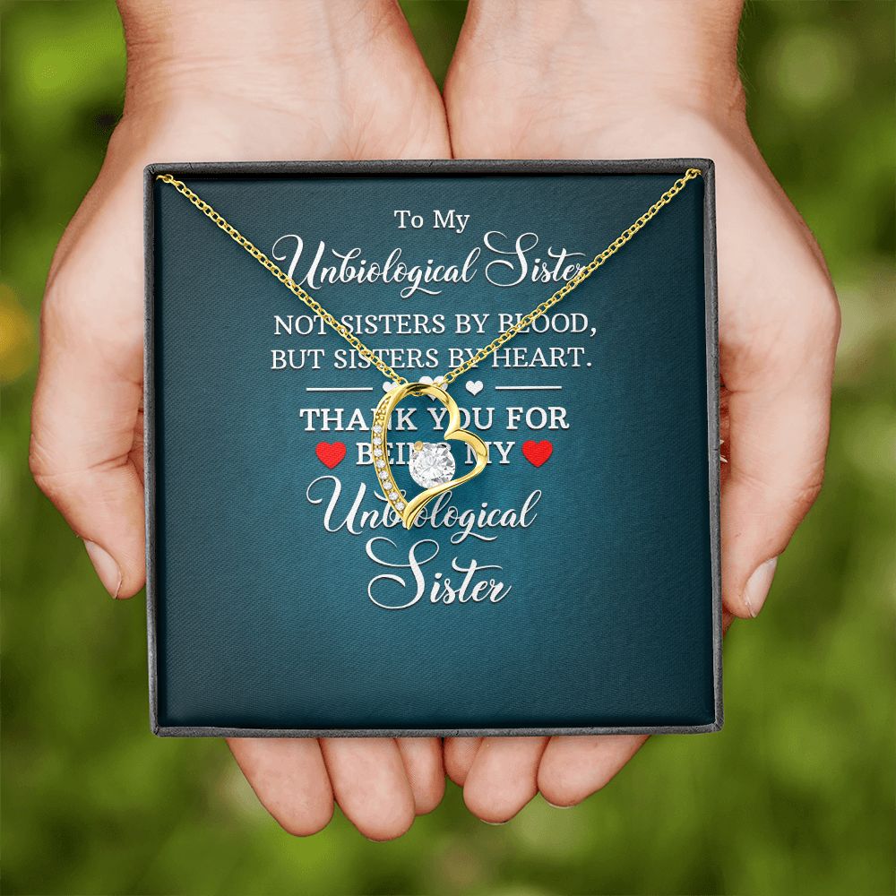 To My Unbiological Sister Not Sister by Blood Forever Necklace w Message Card-Express Your Love Gifts