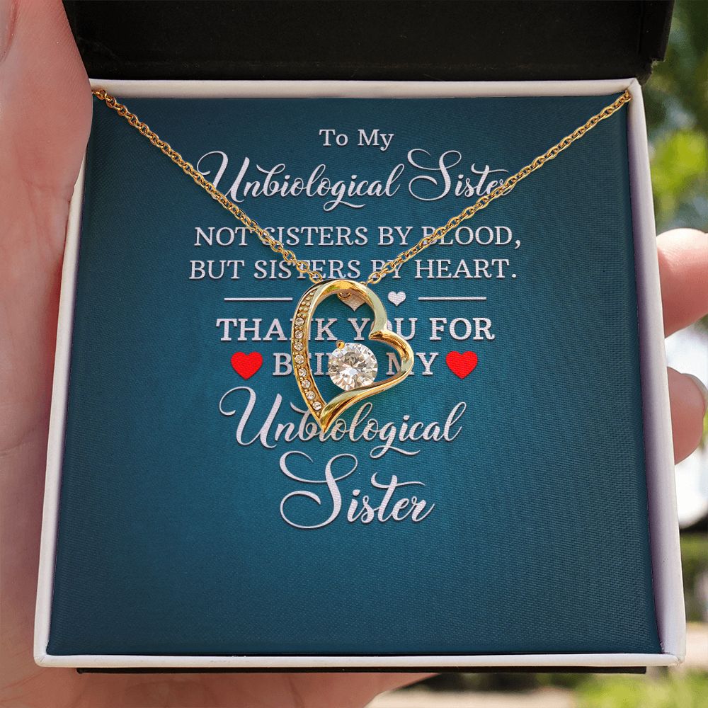 To My Unbiological Sister Not Sister by Blood Forever Necklace w Message Card-Express Your Love Gifts