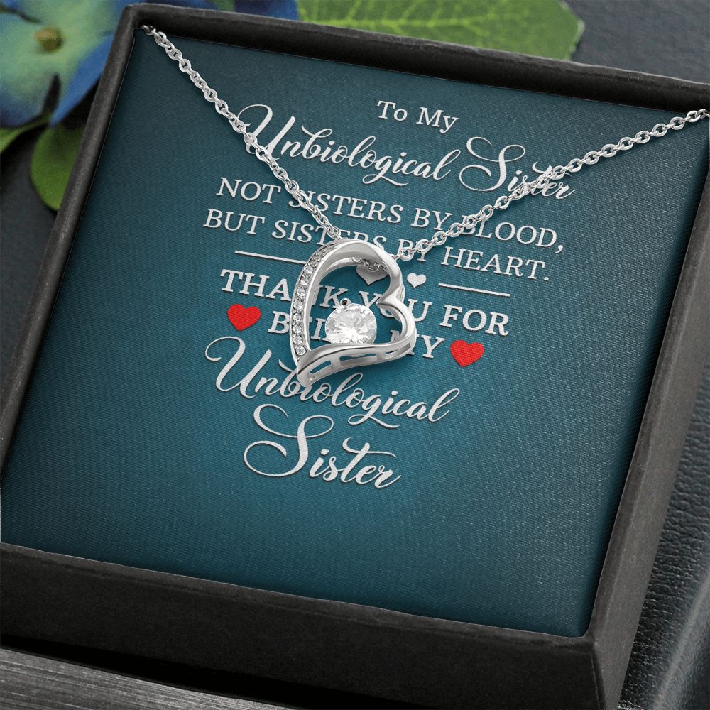 To My Unbiological Sister Not Sister by Blood Forever Necklace w Message Card-Express Your Love Gifts