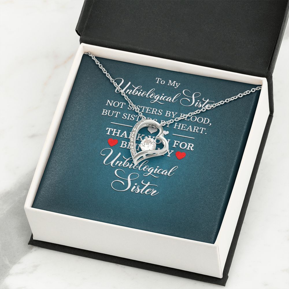 To My Unbiological Sister Not Sister by Blood Forever Necklace w Message Card-Express Your Love Gifts