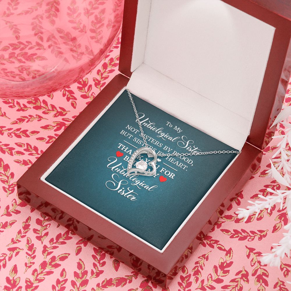 To My Unbiological Sister Not Sister by Blood Forever Necklace w Message Card-Express Your Love Gifts